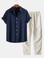 Richard Conjunto de Verano para Hombre – Set Elegante Camisa y Pantalón Lino