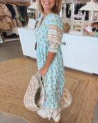 Robe Femme Tallulah – Robe Imprimée à Col en V avec Manches Mi-Longues & Coupe Confortable