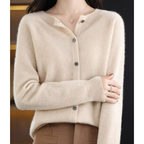Charlotte Cárdigan Mujer – Cárdigan de Lana Merino y Cachemir con Cuello Redondo Elegante