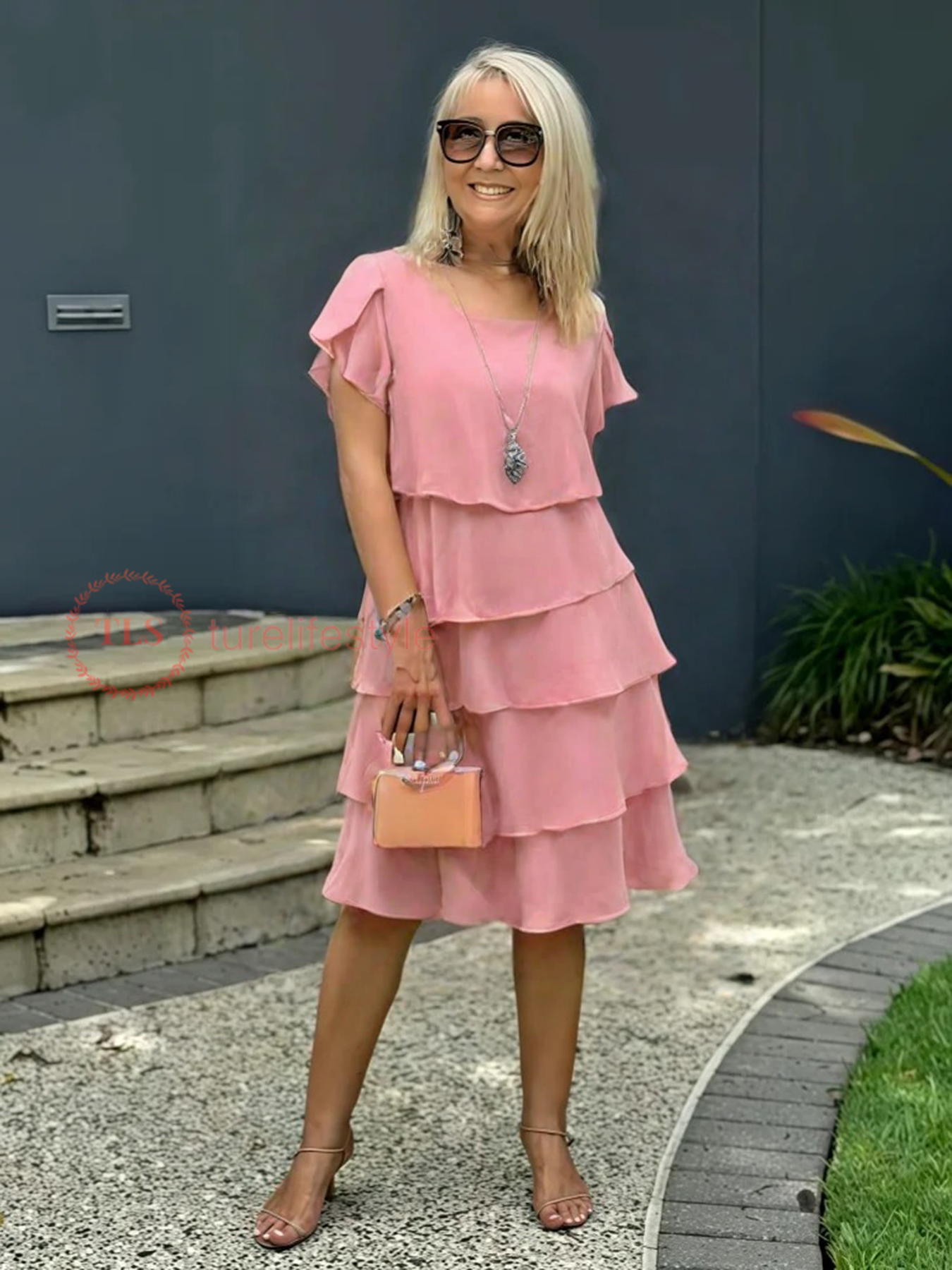 Giselle Vestido Midi de Chifón para Mujer – Vestido Elegante Asimétrico Chic