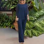Clara Conjunto de Dos Piezas para Mujer – Blusa Elegante 3/4 y Pantalón Cómodo