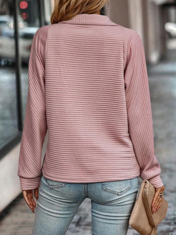 Leyna Jersey de Punto para Mujer – Suéter Canalé con Cremallera Chic