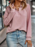 Leyna Jersey de Punto para Mujer – Suéter Canalé con Cremallera Chic