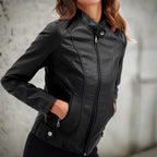 Valeria Chaqueta de Cuero para Mujer – Corte Elegante con Cremallera y Bolsillos Zip