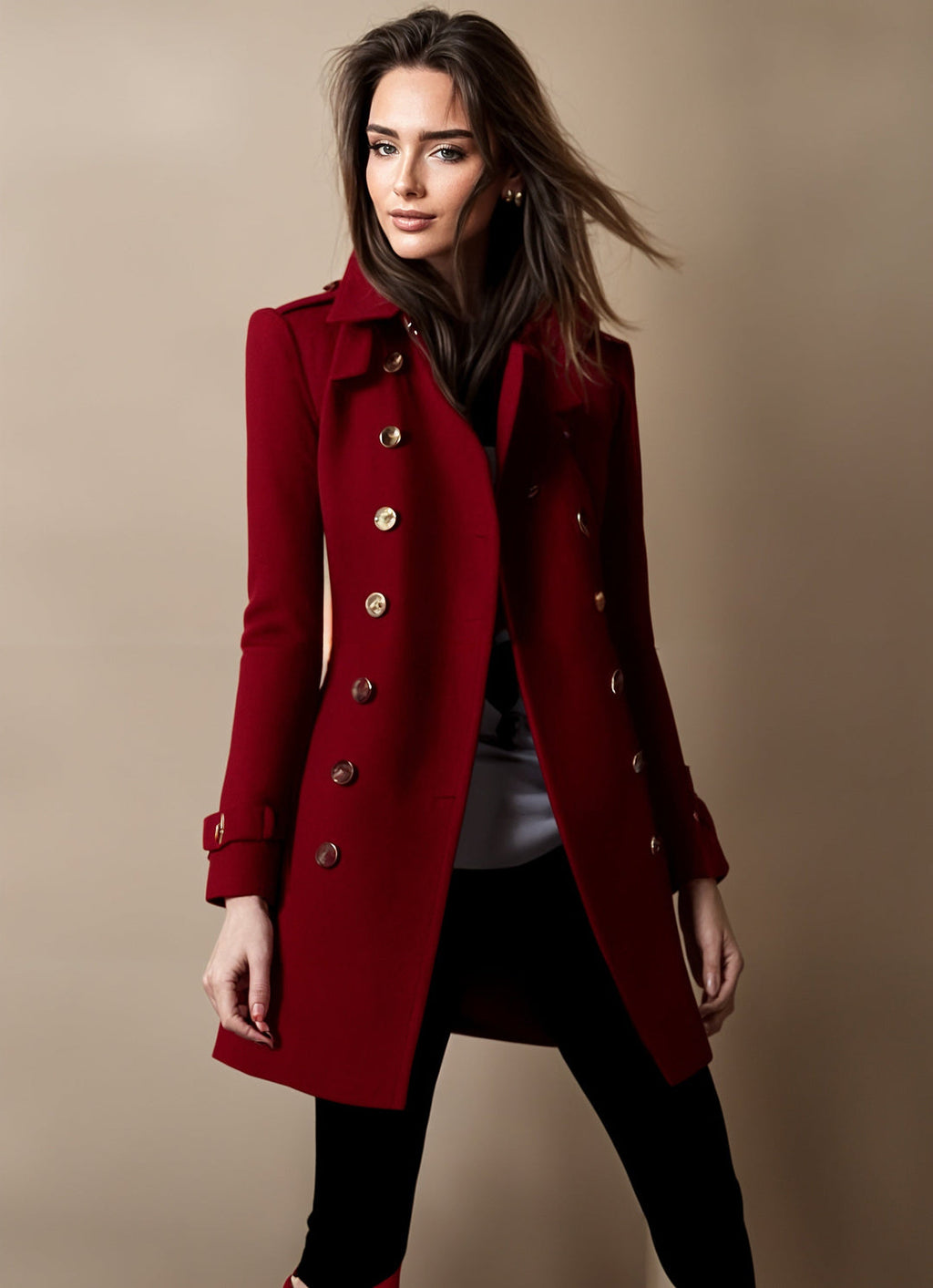 Divine Abrigo Elegante para Mujer – Abrigo Largo Chic Sofisticado Moderno