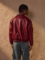 Vince Chaqueta de Polipiel para Hombre – Cazadora Roja Oversize Urbana Chic