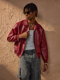 Vince Chaqueta de Polipiel para Hombre – Cazadora Roja Oversize Urbana Chic