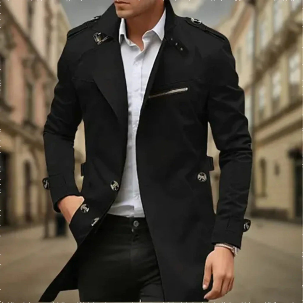Rey Trench Coat para Hombre – Gabardina Impermeable Elegante Doble Botón