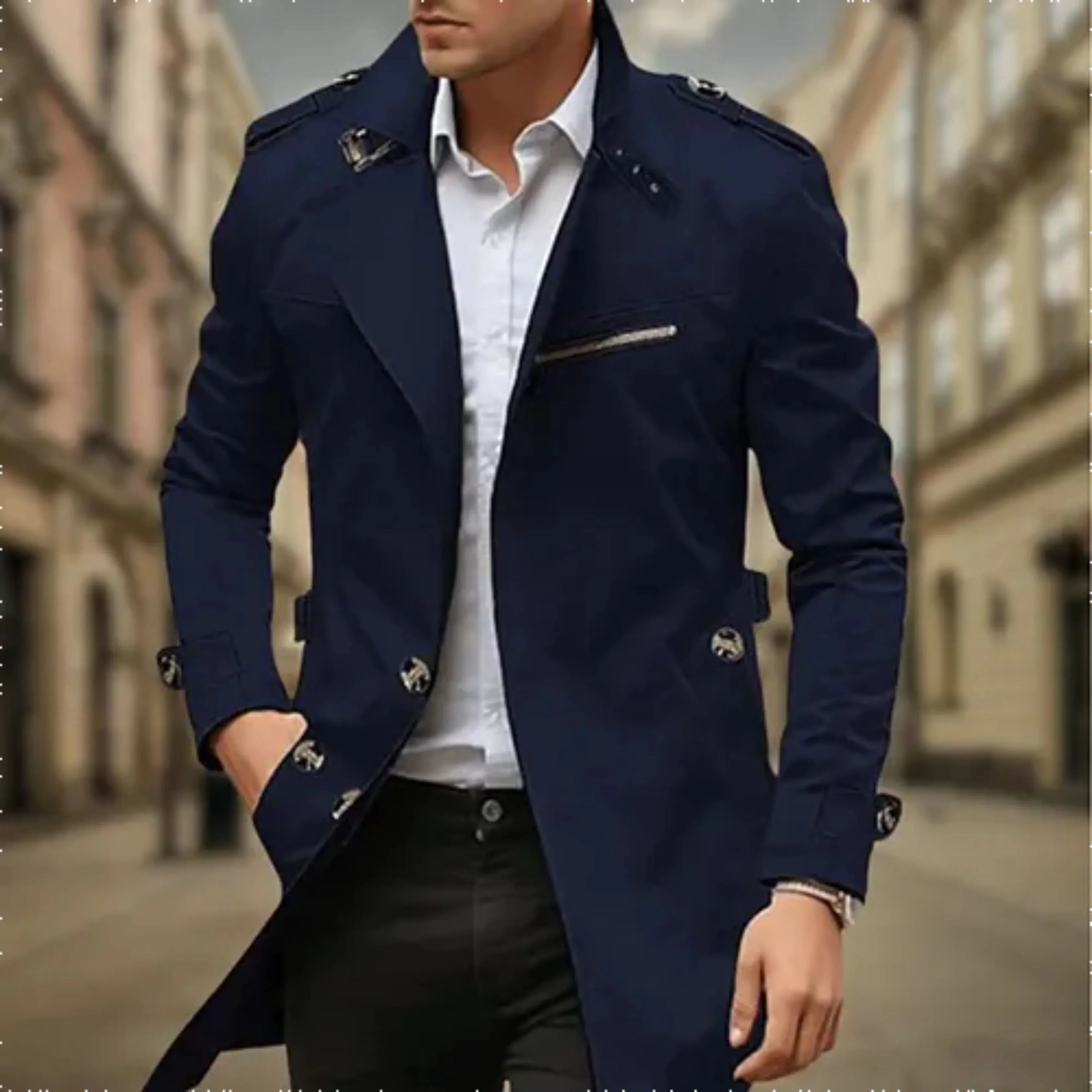 Rey Trench Coat para Hombre – Gabardina Impermeable Elegante Doble Botón