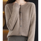 Charlotte Cárdigan Mujer – Cárdigan de Lana Merino y Cachemir con Cuello Redondo Elegante