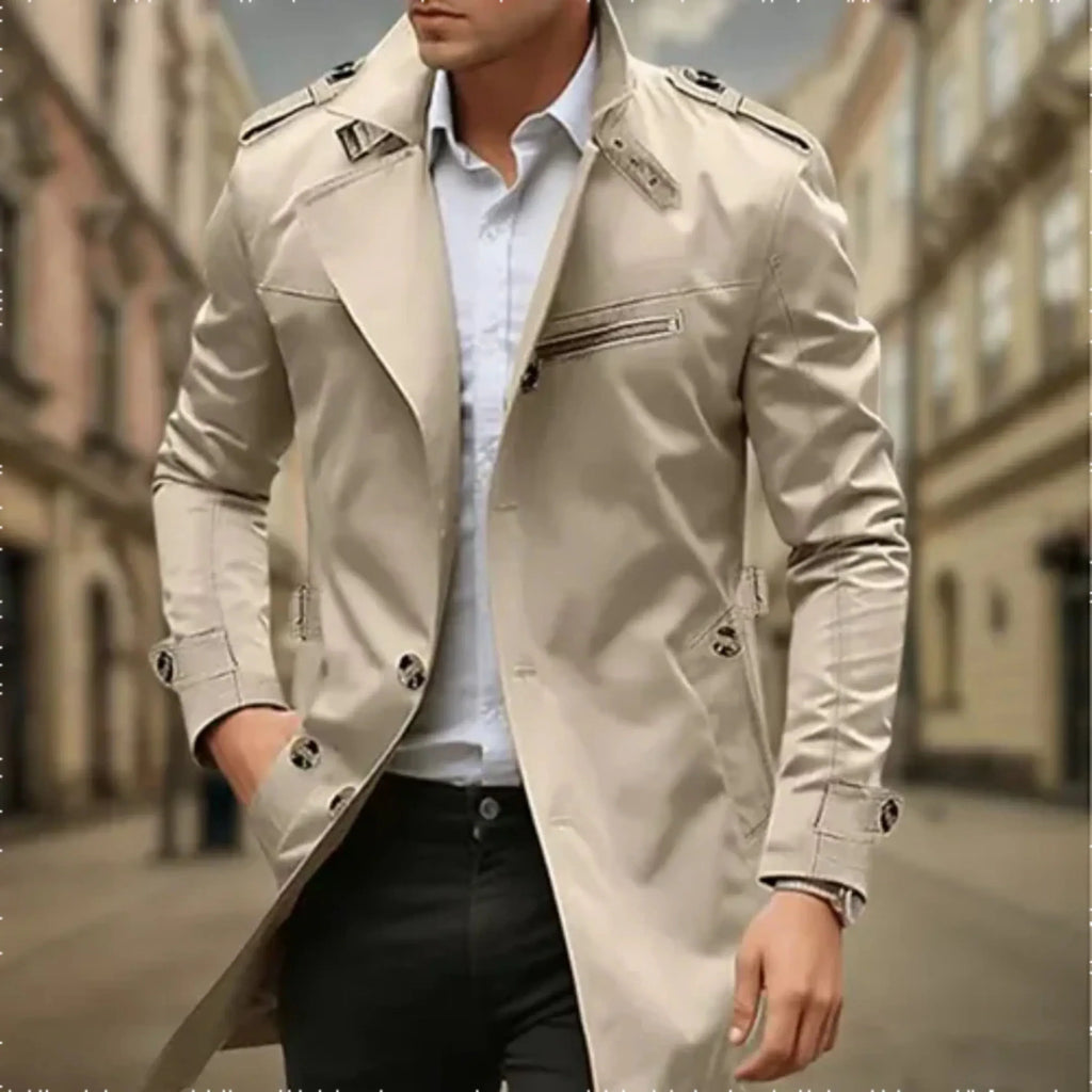 Rey Trench Coat para Hombre – Gabardina Impermeable Elegante Doble Botón