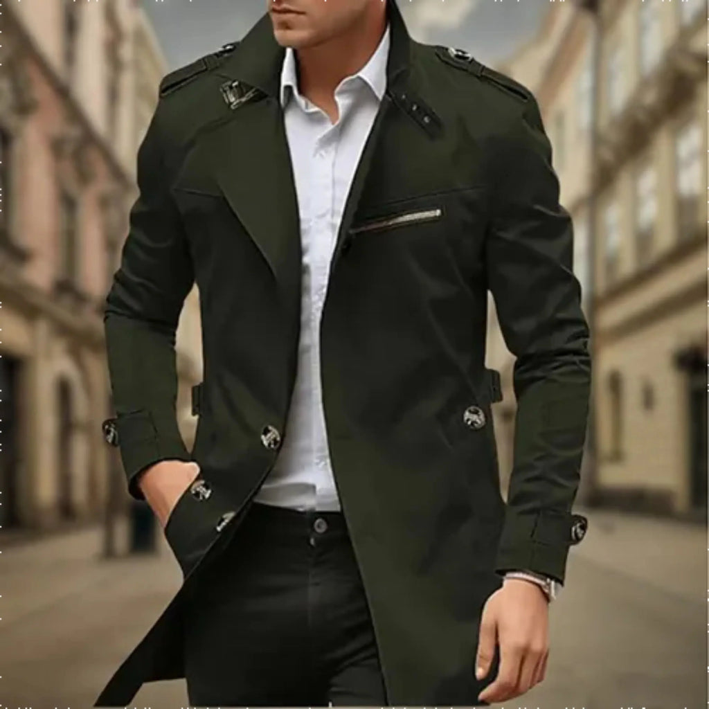 Rey Trench Coat para Hombre – Gabardina Impermeable Elegante Doble Botón