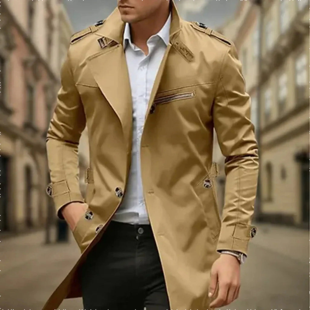 Rey Trench Coat para Hombre – Gabardina Impermeable Elegante Doble Botón