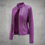 Valeria Chaqueta de Cuero para Mujer – Corte Elegante con Cremallera y Bolsillos Zip