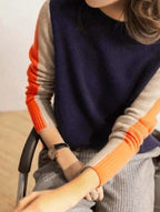 Véronique Jersey para Mujer – Suéter Color Block Elegante de Algodón Chic
