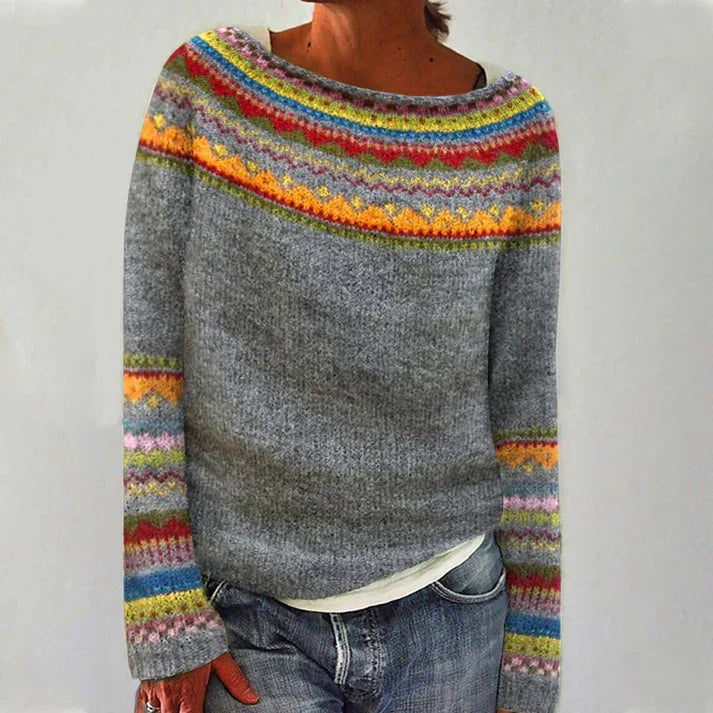 Maria Jersey Retro para Mujer – Suéter Otoño Elegante Casual Chic