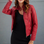 Valeria Chaqueta de Cuero para Mujer – Corte Elegante con Cremallera y Bolsillos Zip