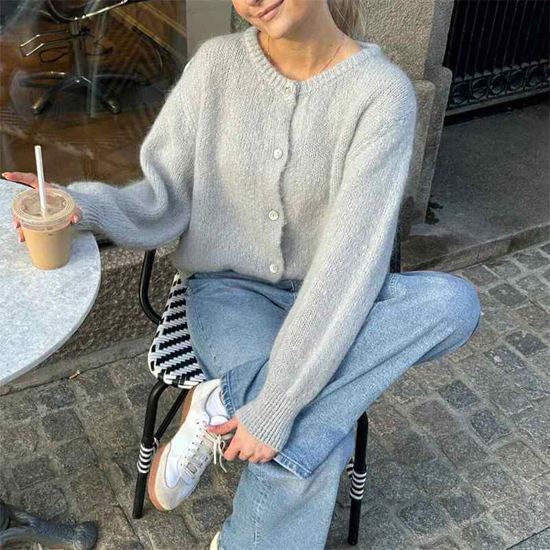 Addilyn Cárdigan para Mujer – Jersey Punto Elegante Casual Chic Invierno