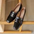Lucienne Zapatos Mary Jane para Mujer – Mocasines de Cuero con Tacón Chunky Elegante