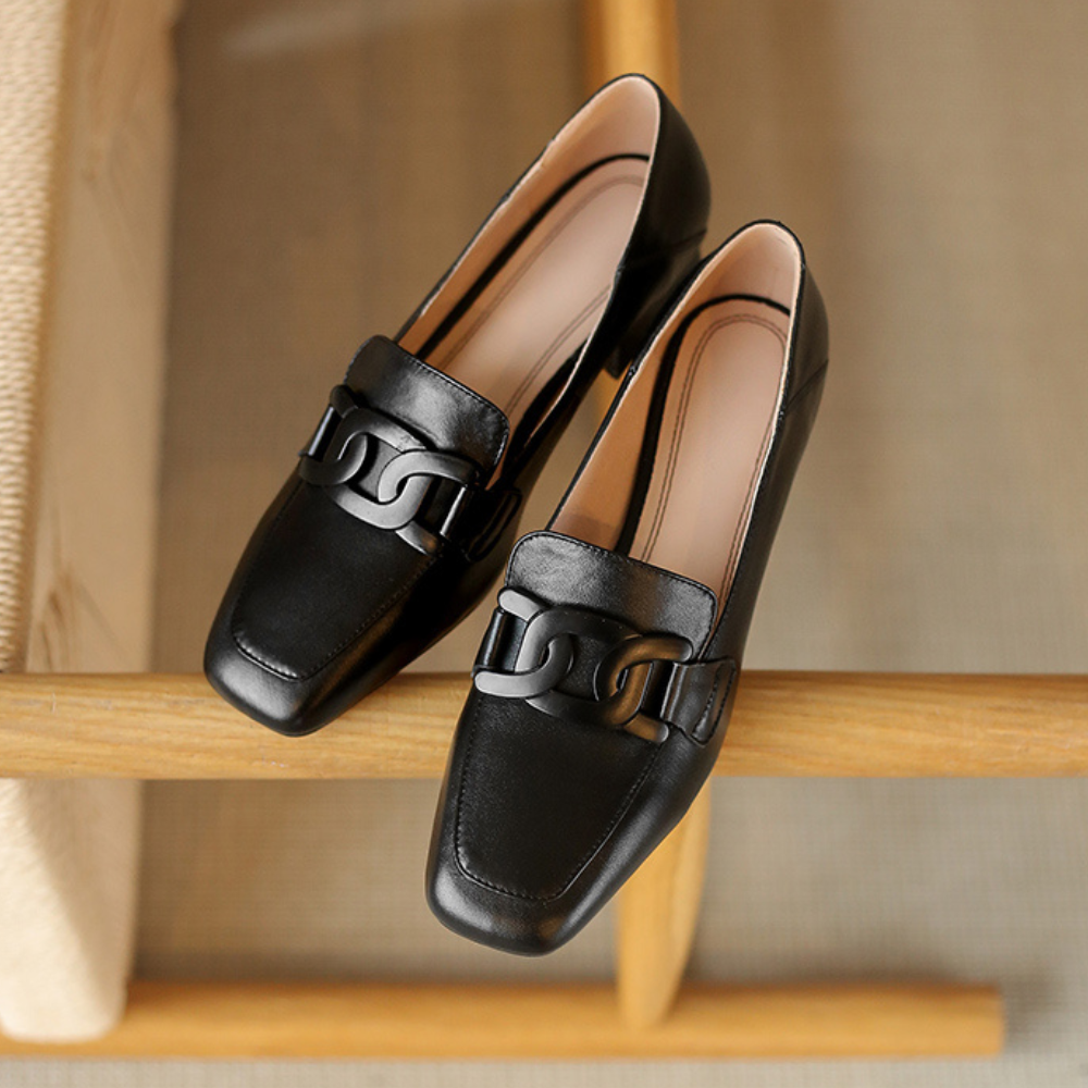 Lucienne Zapatos Mary Jane para Mujer – Mocasines de Cuero con Tacón Chunky Elegante