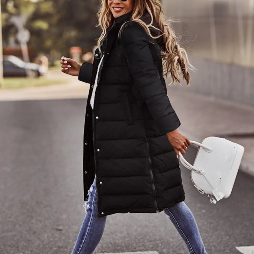 Evie Abrigo Largo Acolchado para Mujer – Chaqueta Invierno Elegante con Capucha