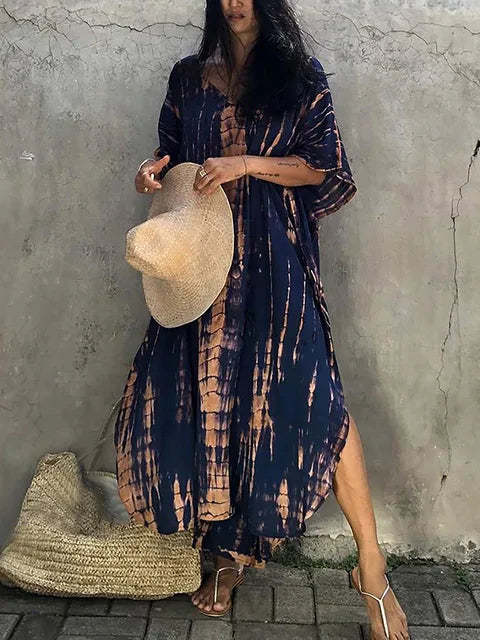 Janne Vestido Caftán Maxi para Mujer – Vestido Boho Elegante Playa Verano