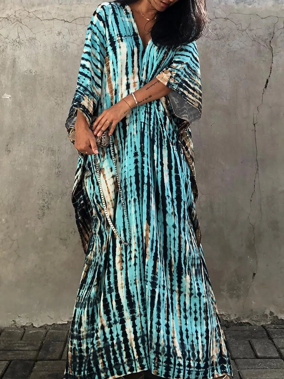 Janne Vestido Caftán Maxi para Mujer – Vestido Boho Elegante Playa Verano