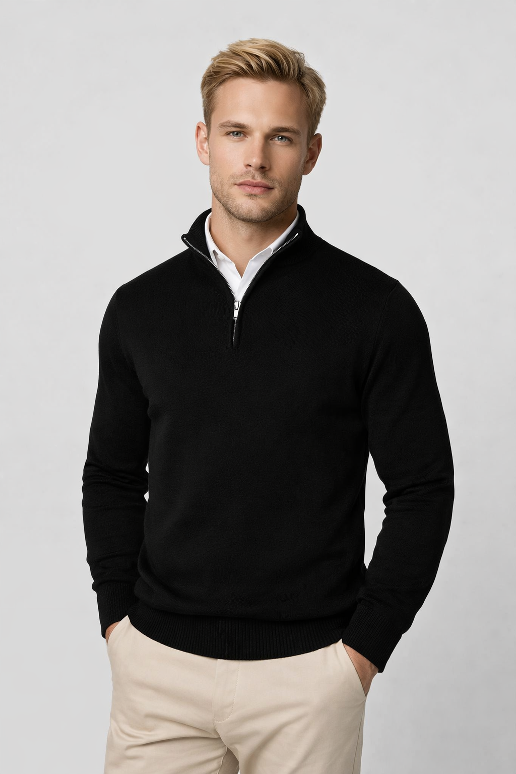 Killian Jersey Half-Zip para Hombre – Suéter de Punto Elegante con Cremallera