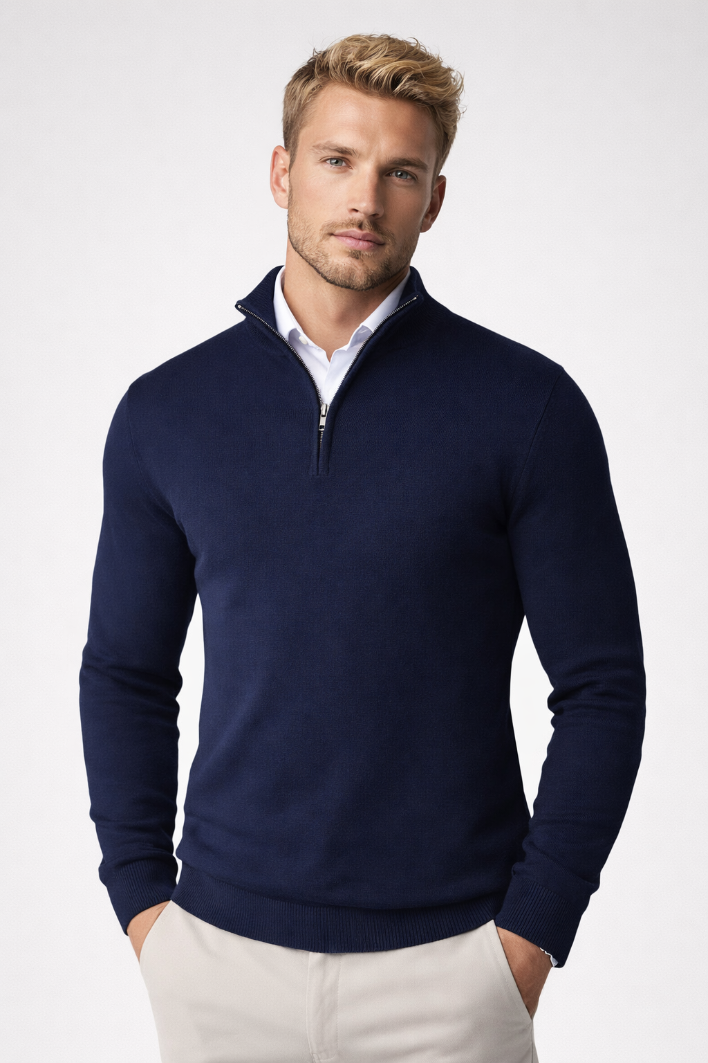 Killian Jersey Half-Zip para Hombre – Suéter de Punto Elegante con Cremallera