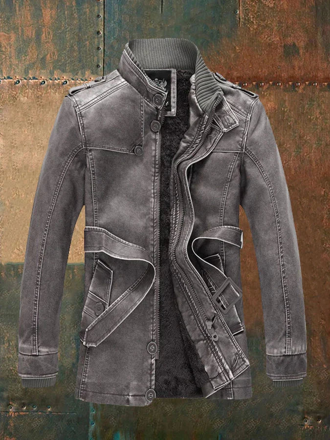 Shon Chaqueta de Cuero Vintage para Hombre – Cazadora Retro Elegante