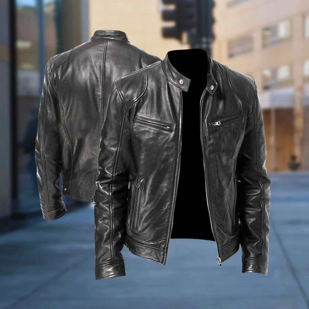 David Chaqueta de Cuero para Hombre – Cazadora Elegante de Piel Premium Casual