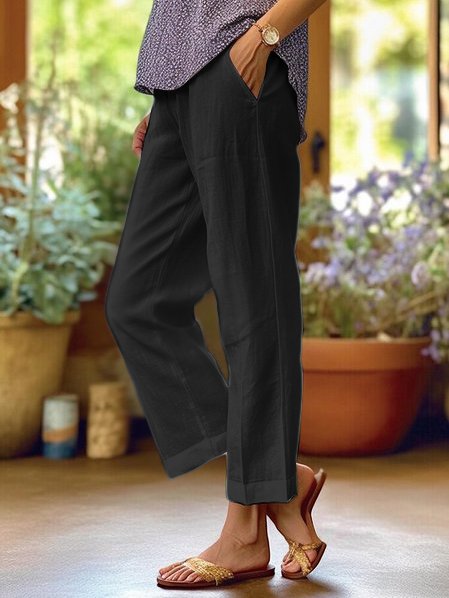 Lotte Pantalón de Lino para Mujer – Pantalón Ancho Elegante y Fresco Verano