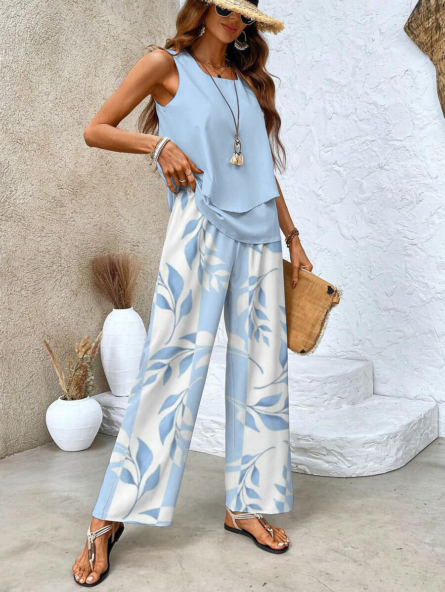 Ghislaine Conjunto Floral para Mujer – Set Elegante Cómodo de Dos Piezas Chic