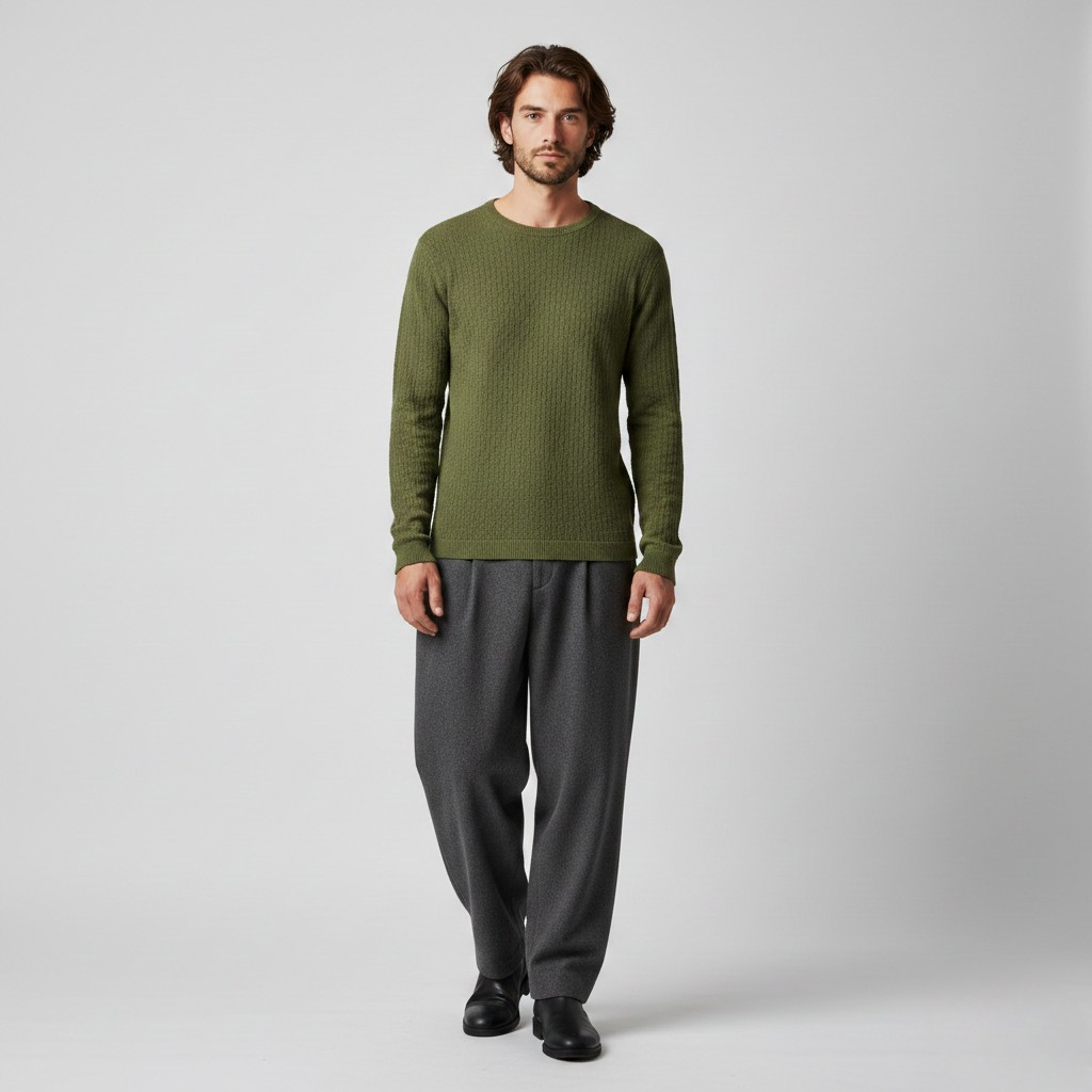 Jersey de cuello redondo de punto texturizado