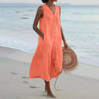Lena Vestido Largo para Mujer – Vestido Elegante Fluido con Escote en V Chic