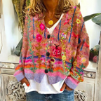 Elisa Cárdigan Bohemio para Mujer – Chaqueta de Punto Floral Multicolor Chic