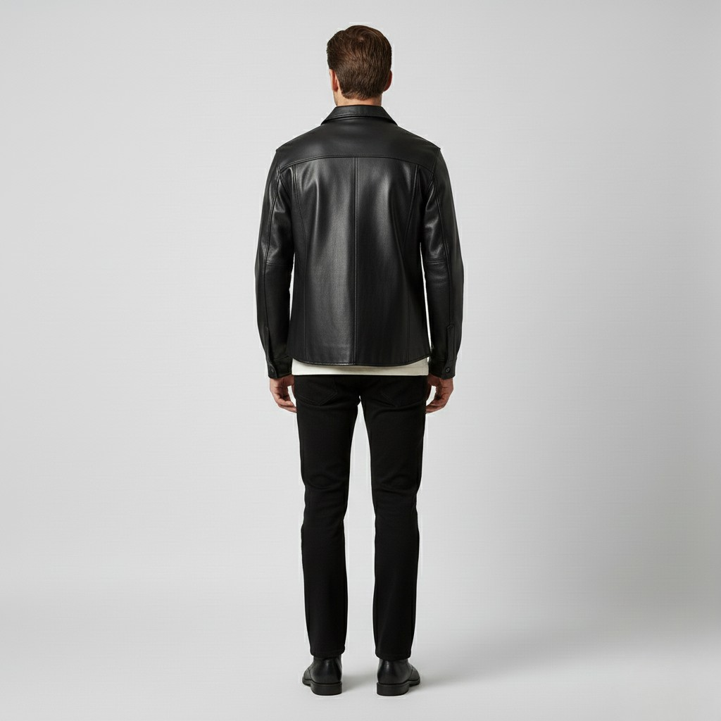 Chaqueta camisa utilitaria de cuero