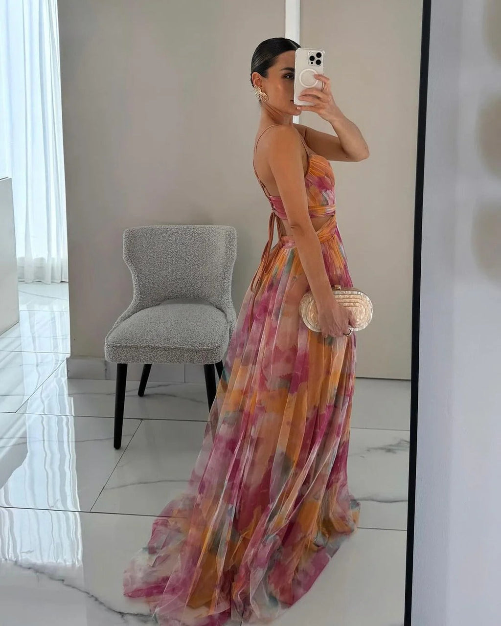 Bella Vestido Largo Floral para Mujer – Vestido Veraniego Elegante y Fluido Chic