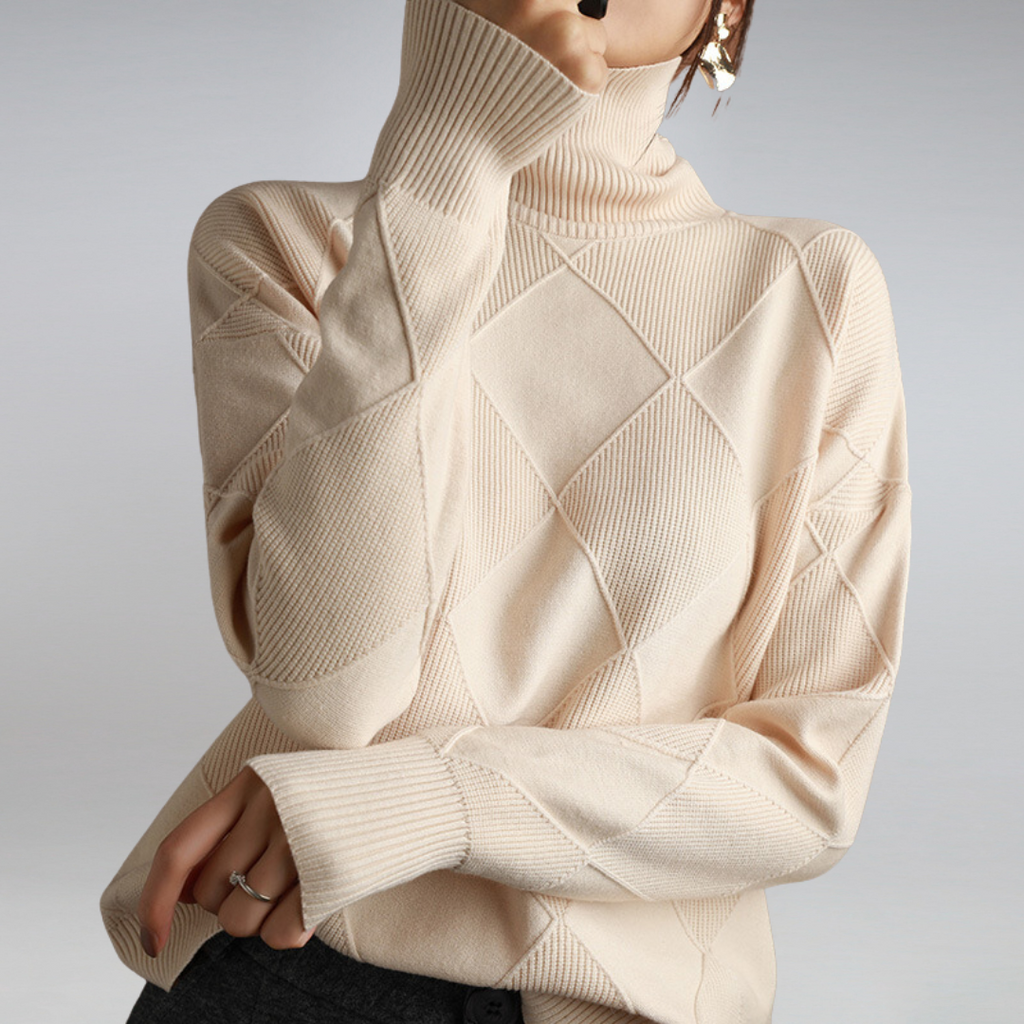 Myla Jersey de Cachemir para Mujer – Suéter Cuello Alto Elegante y Suave