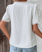 Sophie Blusa Vintage para Mujer – Blusa de Algodón con Encaje y Mangas Abullonadas