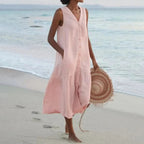 Lena Vestido Largo para Mujer – Vestido Elegante Fluido con Escote en V Chic