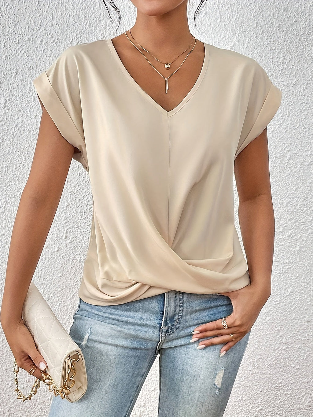 Yasmine Top para Mujer – Blusa Elegante Escote V Casual Chic Moderna