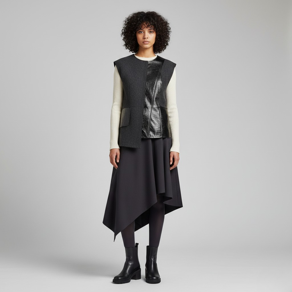 Chaleco estructurado de técnica mixta