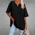Ninon Camiseta Oversize para Mujer – T-Shirt Cuello V Casual Chic