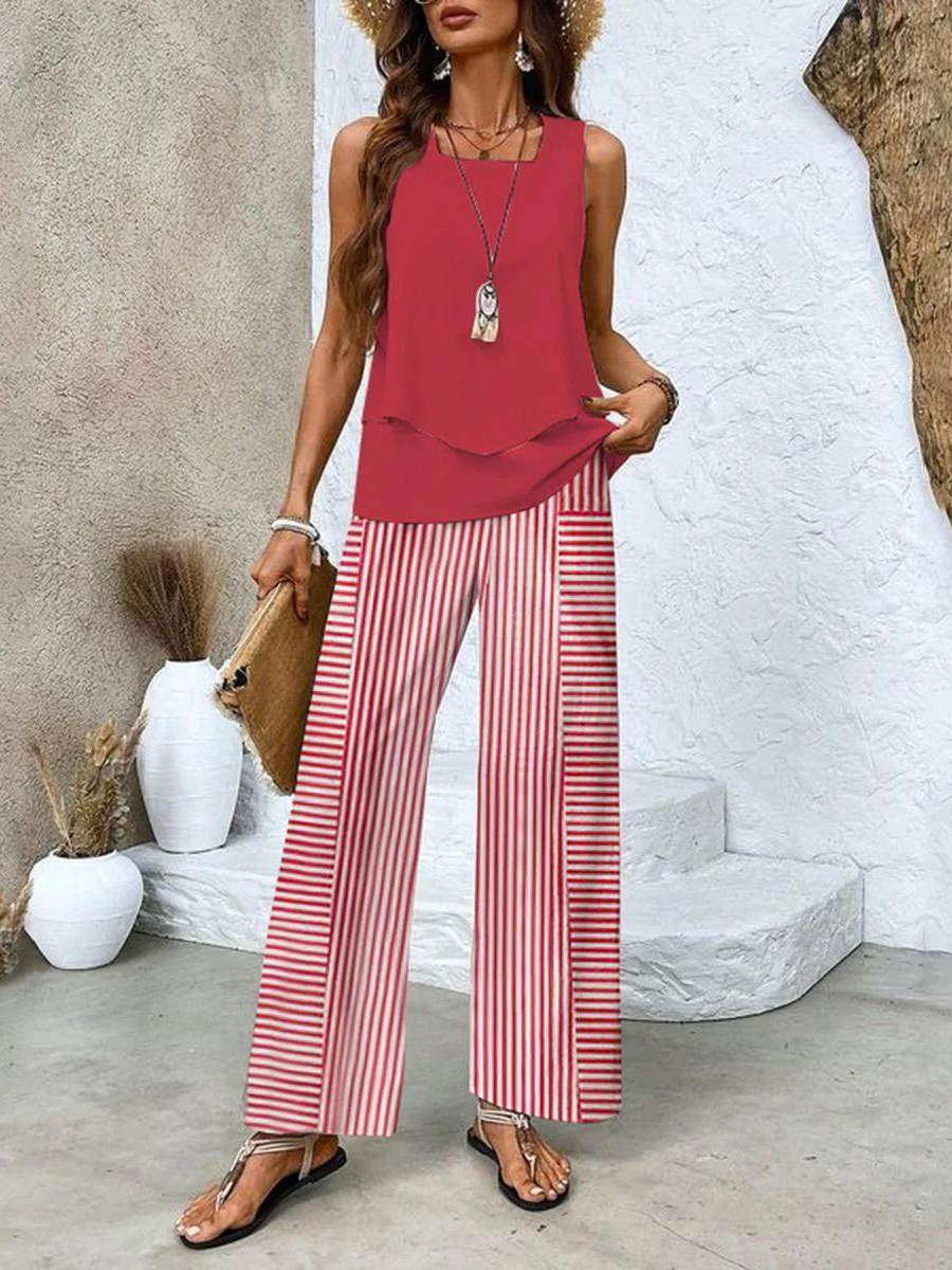 Ghislaine Conjunto Floral para Mujer – Set Elegante Cómodo de Dos Piezas Chic