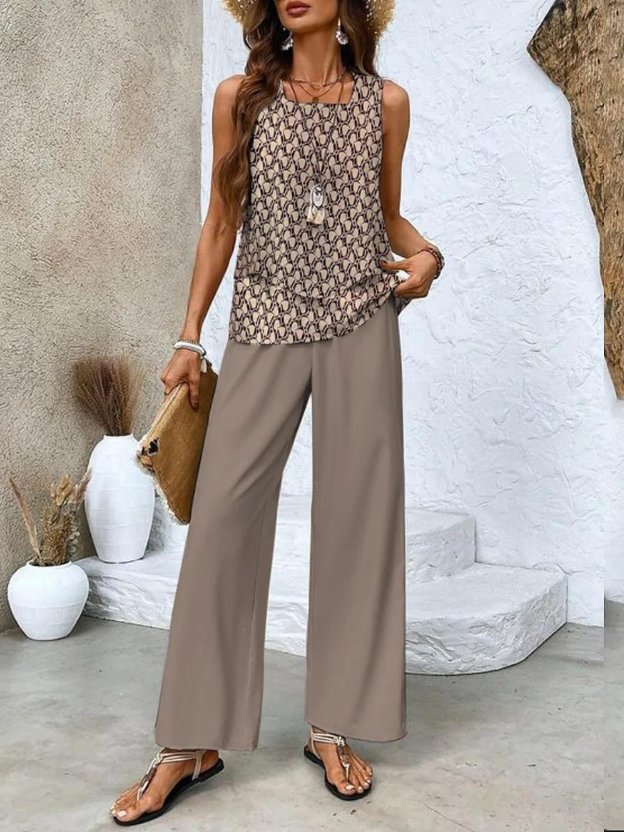 Ghislaine Conjunto Floral para Mujer – Set Elegante Cómodo de Dos Piezas Chic