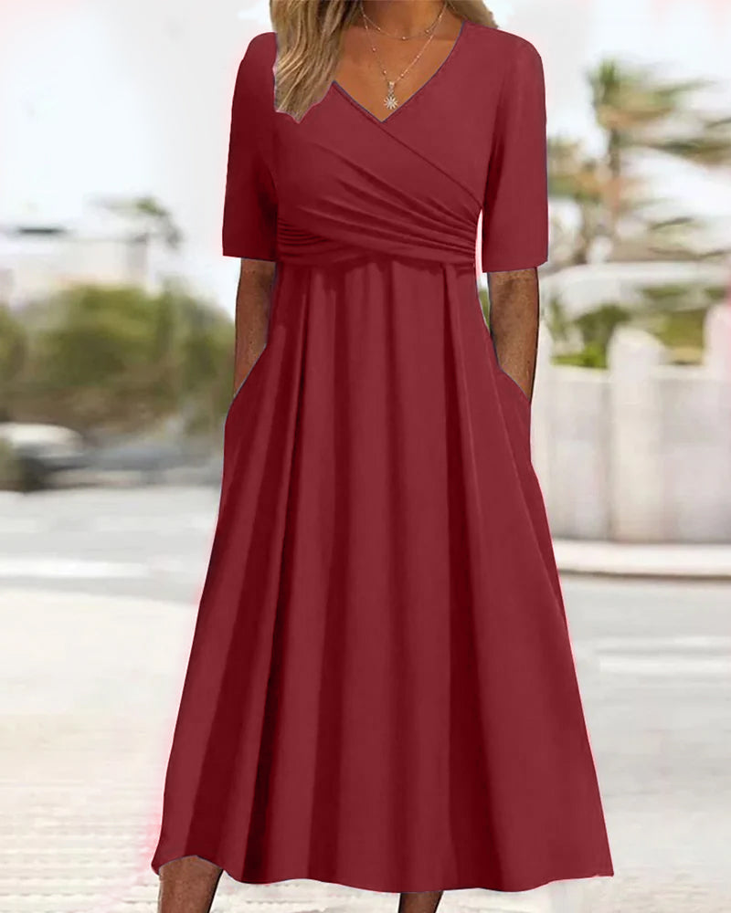 Marley Vestido Midi para Mujer – Vestido Cruzado Elegante Casual Chic