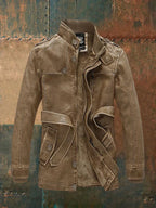 Shon Chaqueta de Cuero Vintage para Hombre – Cazadora Retro Elegante