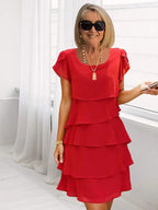 Giselle Vestido Midi de Chifón para Mujer – Vestido Elegante Asimétrico Chic
