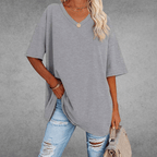 Ninon Camiseta Oversize para Mujer – T-Shirt Cuello V Casual Chic
